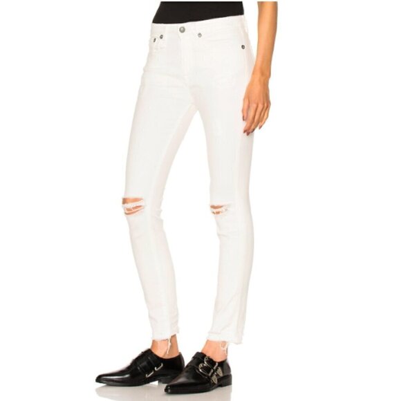 R13 Jenny Mid Rise Jeans Women’s Size 29 Warren White Distressed EUC - Picture 4 of 14